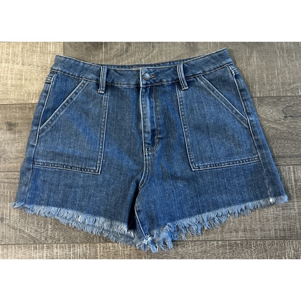 Just USA Denim Jean Shorts Women's Size 30 Raw Hem Cut Offs Blue Pockets